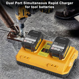 DCB102 Dual Charging Station Replacement for Dewalt 20V Battery Charger Compatible with Dewalt 12/ 20V MAX Battery DCB200 DCB205 DCB206 DCB606 DCB609 Lomrige