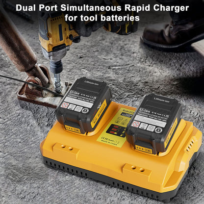 DCB102 Dual Charging Station Replacement for Dewalt 20V Battery Charger Compatible with Dewalt 12/ 20V MAX Battery DCB200 DCB205 DCB206 DCB606 DCB609 - WoodArtSupply