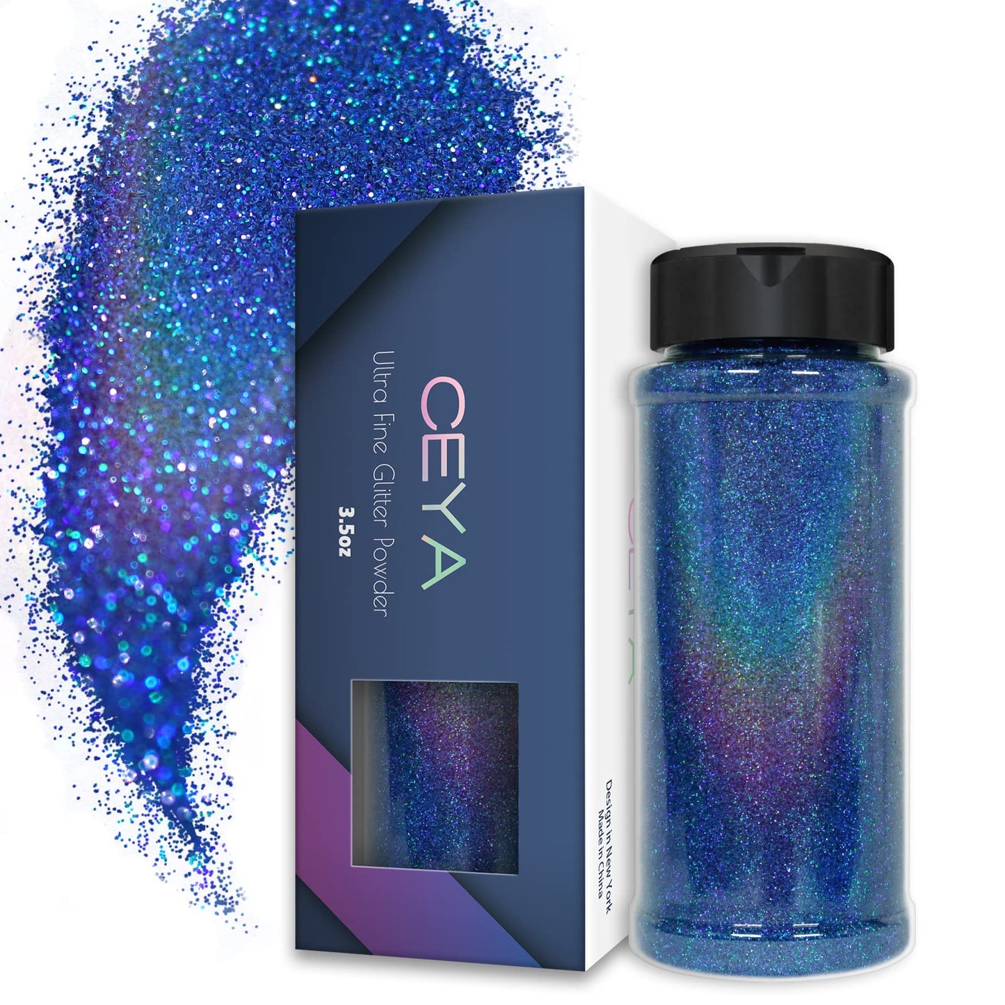 Ceya 3.5oz/ 100g Holographic Ultra Fine Glitter Powder Laser Royal Blue Glitter 1/128” 0.008” 0.2mm for Slime Epoxy Resin Craft Tumbler Jewelry Nail - WoodArtSupply