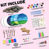 16 Rock Dark Painting Kit - Glow in The Dark - 141 Pcs Arts and Crafts for Kids Ages 4-8+, Art Supplies Set with 16 Paints Craft Kits, Kids DIY Toy SOOVSY