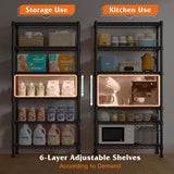 REIBII 6-tire Wire Shelving Rack,Storage Shelves Metal Shelves for Storage Load 1000 LBS,Heavy Duty Shelving Unit with Wire Shelf Adjustable Pantry REIBII