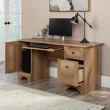 Sauder Miscellaneous Office Computer Desk with Drawers, L: 59.45" x W: 23.47" x H: 29.02", Timber Oak Finish Sauder