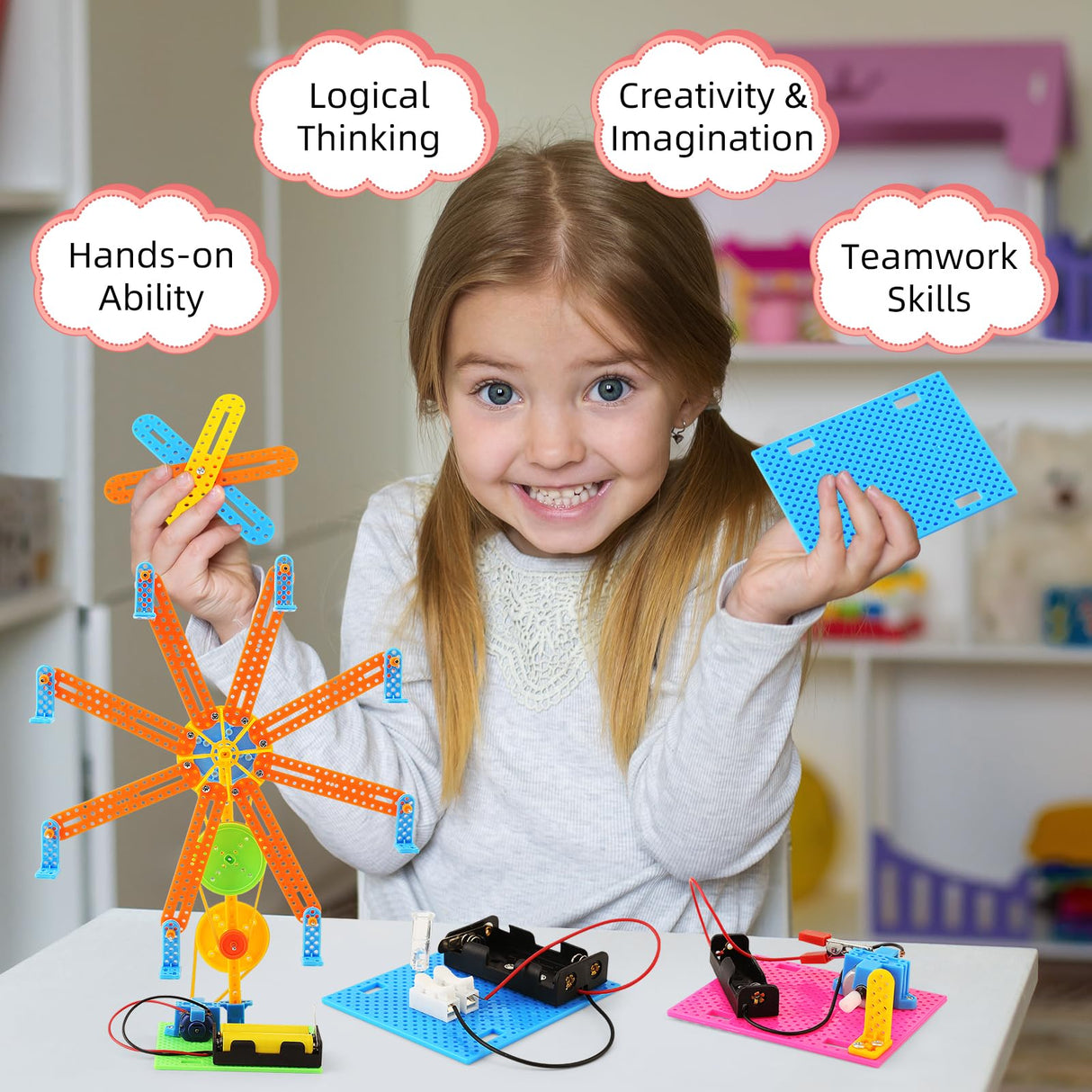 STEM Kit for Girls, Kids Crafts 8-12 Boys, Science Projects Activities Electronic Building Kits 6-8, 4-in-1 Craft Sets for Girl Engineering Toys, DIY BeAndge