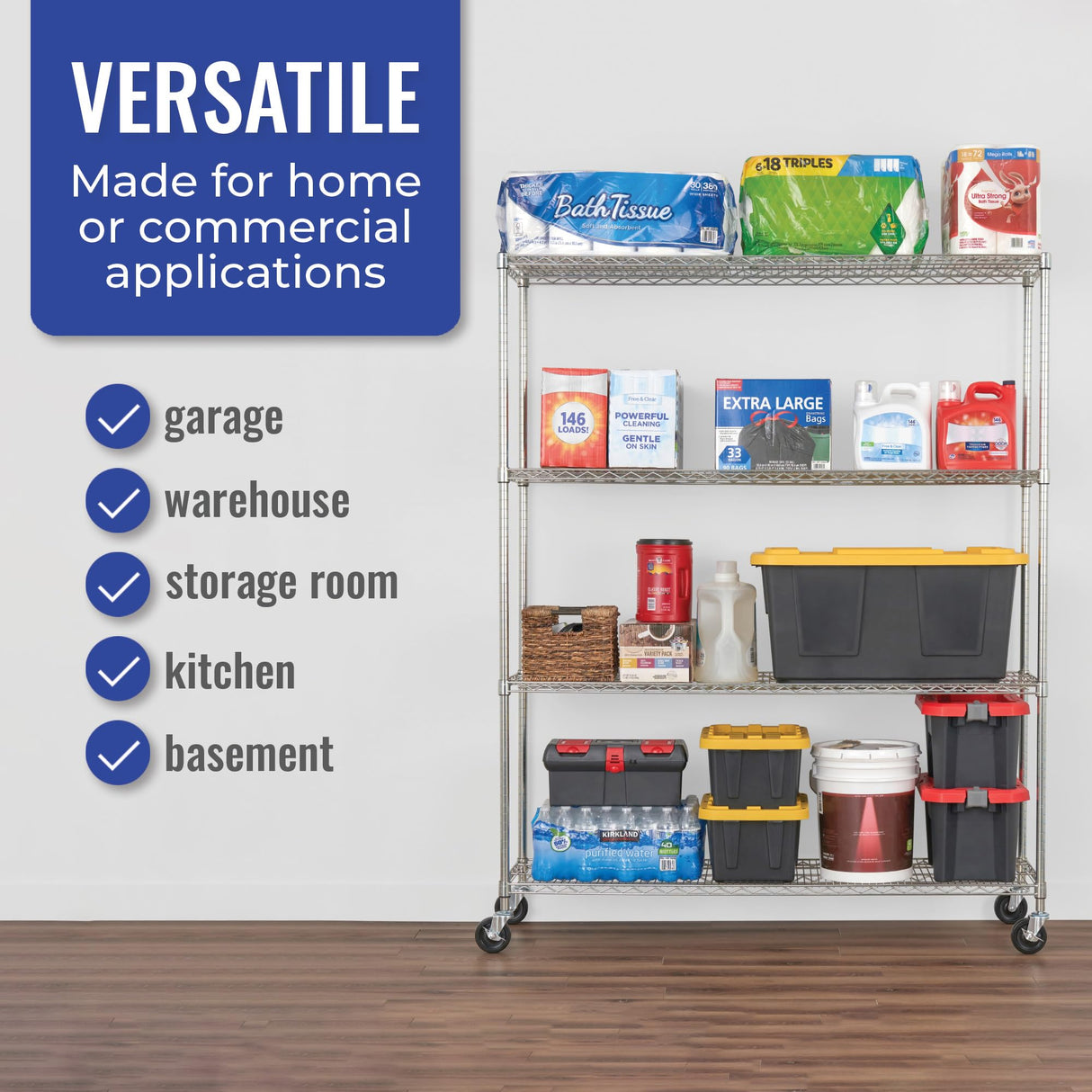 Heavy-Duty NSF Certified Metal Wire Shelving Unit with Wheels and Adjustable Feet by SafeRacks SafeRacks