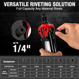 NEXTACK Rivet Gun Kit, 1/4 Pop Rivet Gun with 350 Assorted Rivets, 13" Full Metal Heavy Duty Riveter Tool Setter with 5 Interchangeable Nosepieces NEXTACK