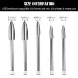 Wood Carving Tools, 5 PCS HSS Engraving Drill Bit Set Wood Crafts Grinding Woodworking Tool 1/8” Shank Universal Fitment for Rotary Tools YURINWOO