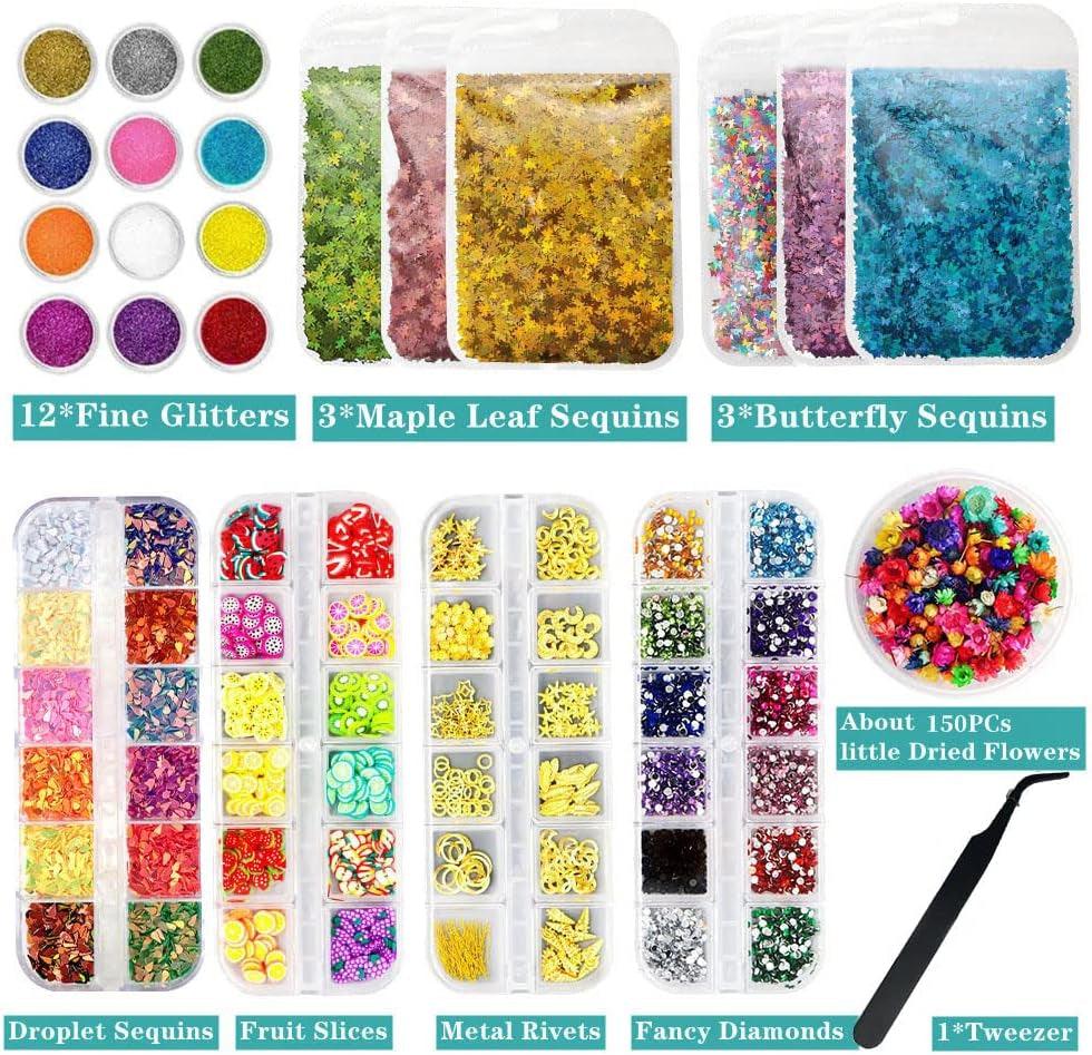 Cellluck Decoration Kit for Resin, Jewelry Making Supplies with Resin Glitters, Sequins, Fruit Slices and Dried Flowers for Resin Art, WoodArtSupply