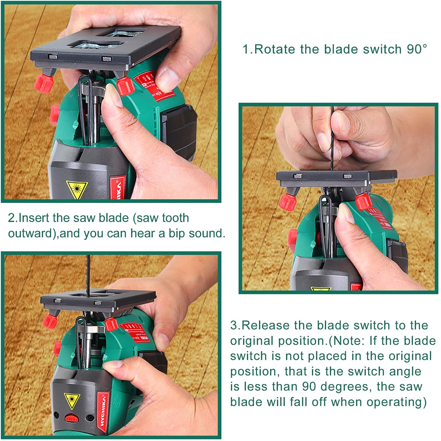 HYCHIKA Jigsaw, 6.7A Jig Saw 800-3000SPM with 6 Variable Speeds, 4 Orbital Sets, Bevel Angle 45°, 6PCS Blades, Pure Copper Motor, Laser Guide, HYCHIKA BETTER TOOLS FOR BETTER LIFE