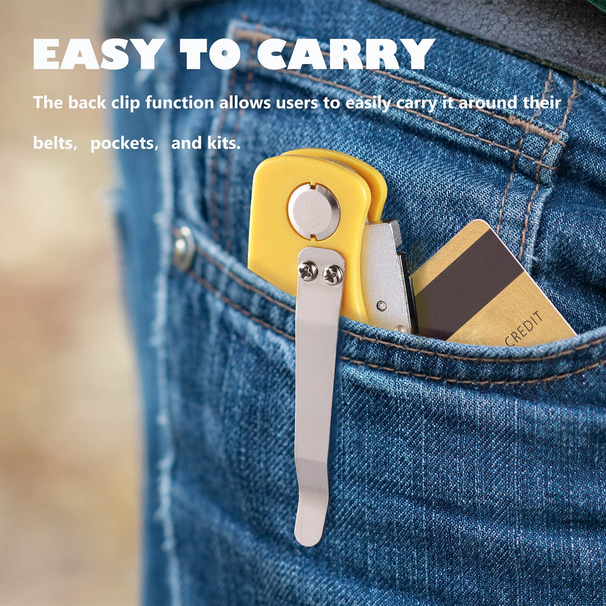 REXBETI 4-Pack Folding Utility Knife Quick-change SK5 Box Cutter for Cartons, Cardboard and Boxes, Back-lock Mechanism with 10 Extra Blades REXBETI