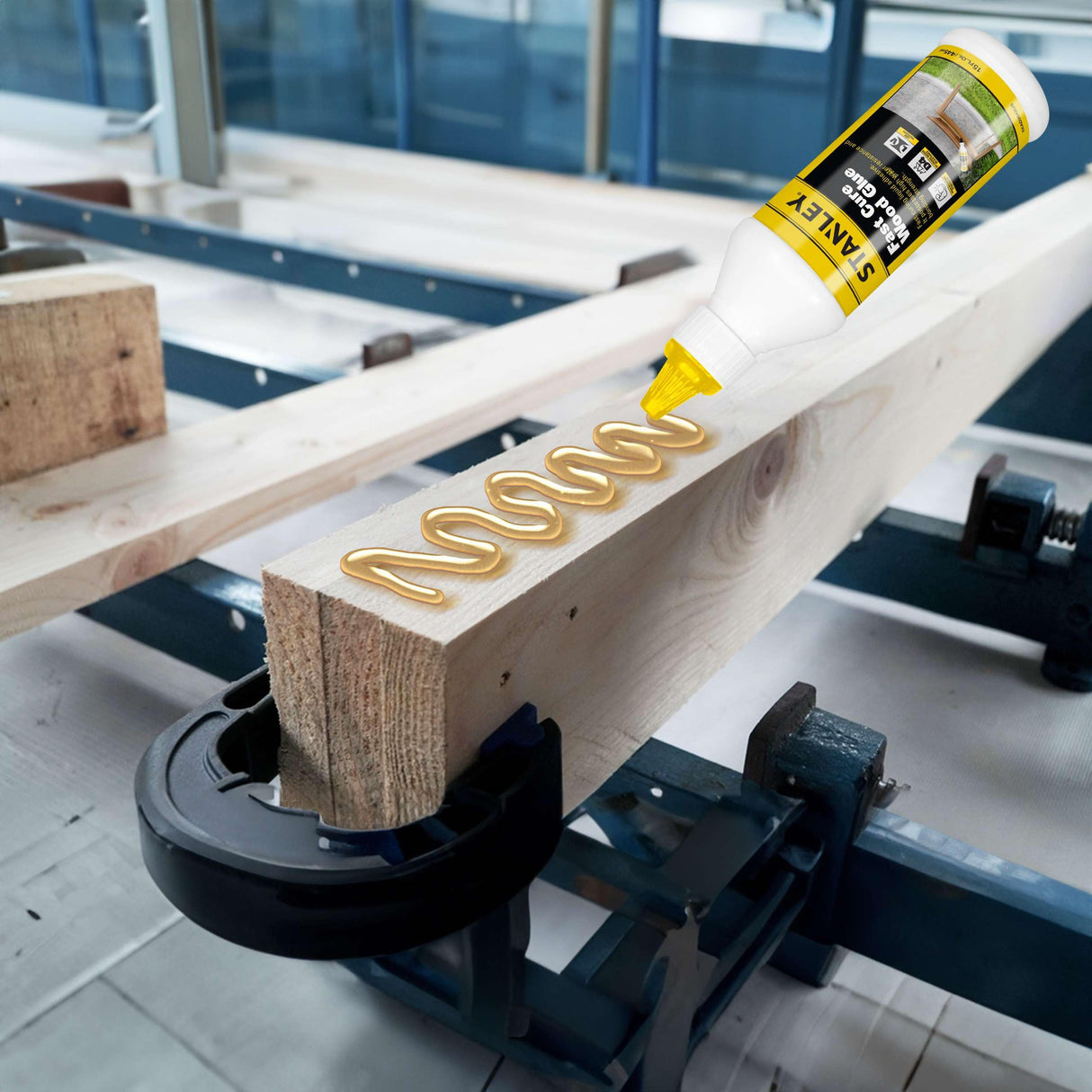 STANLEY D4 Fast Cure Wood Glue - High Strength, Quick Dry, Perfect for Woodworking, Furniture, and More | Water-Resistant Adhesive for Wood, Metal, STANLEY