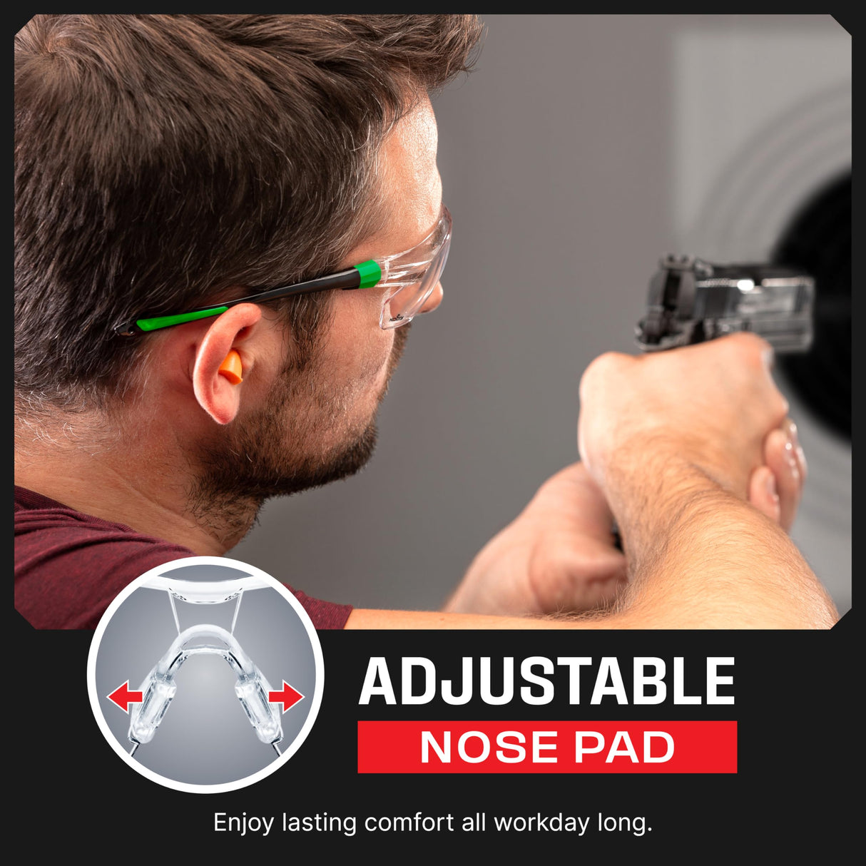 NoCry Clear Safety Glasses for Men and Women; Lightweight Work Glasses with Adjustable Frames and No-Slip Grips; Scratch Resistant Anti Fog Safety NoCry