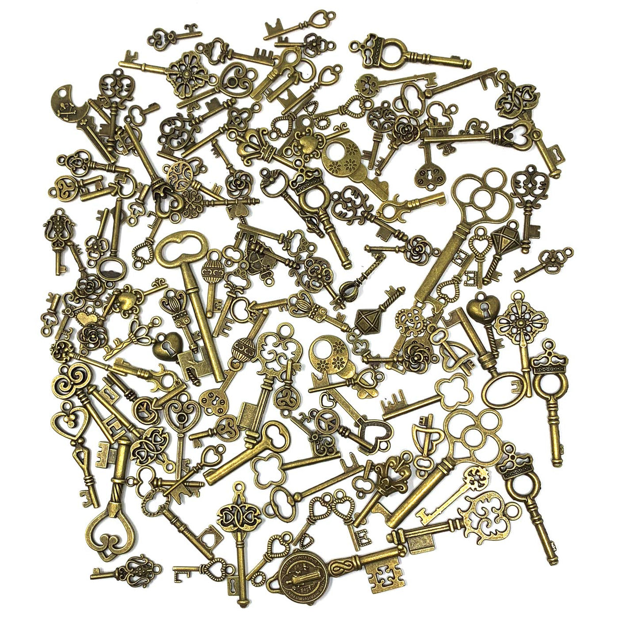 125 PCS Vintage Skeleton Key Set Charms, JIALEEY Mixed Antique Style Bronze Brass for Pendant DIY Jewelry Making Wedding Party Favors JIALEEY
