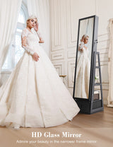 Nicetree 360° Swivel Jewelry Cabinet with Lights, Touch Screen Vanity Mirror, Rotatable Full Length Mirror with Jewelry Storage, Standing Jewelry Nicetree