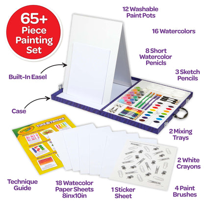 Crayola Table Top Easel & Art Kit (65 Pcs), Kids Painting Set, Gifts for Kids, Ages 4+ - WoodArtSupply