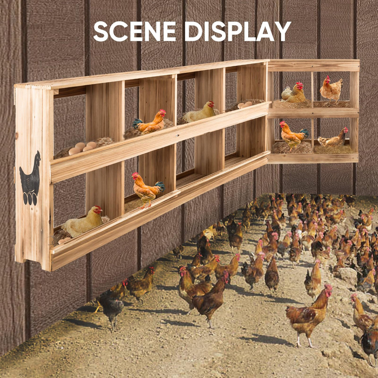 Nesting Boxes for Chicken Coop - Wooden Chicken Nesting Box for Poultry Heavy Duty 4 Compartments Laying Eggs Nest Box Wall Mount for Chickens, Hens, ZeenArt