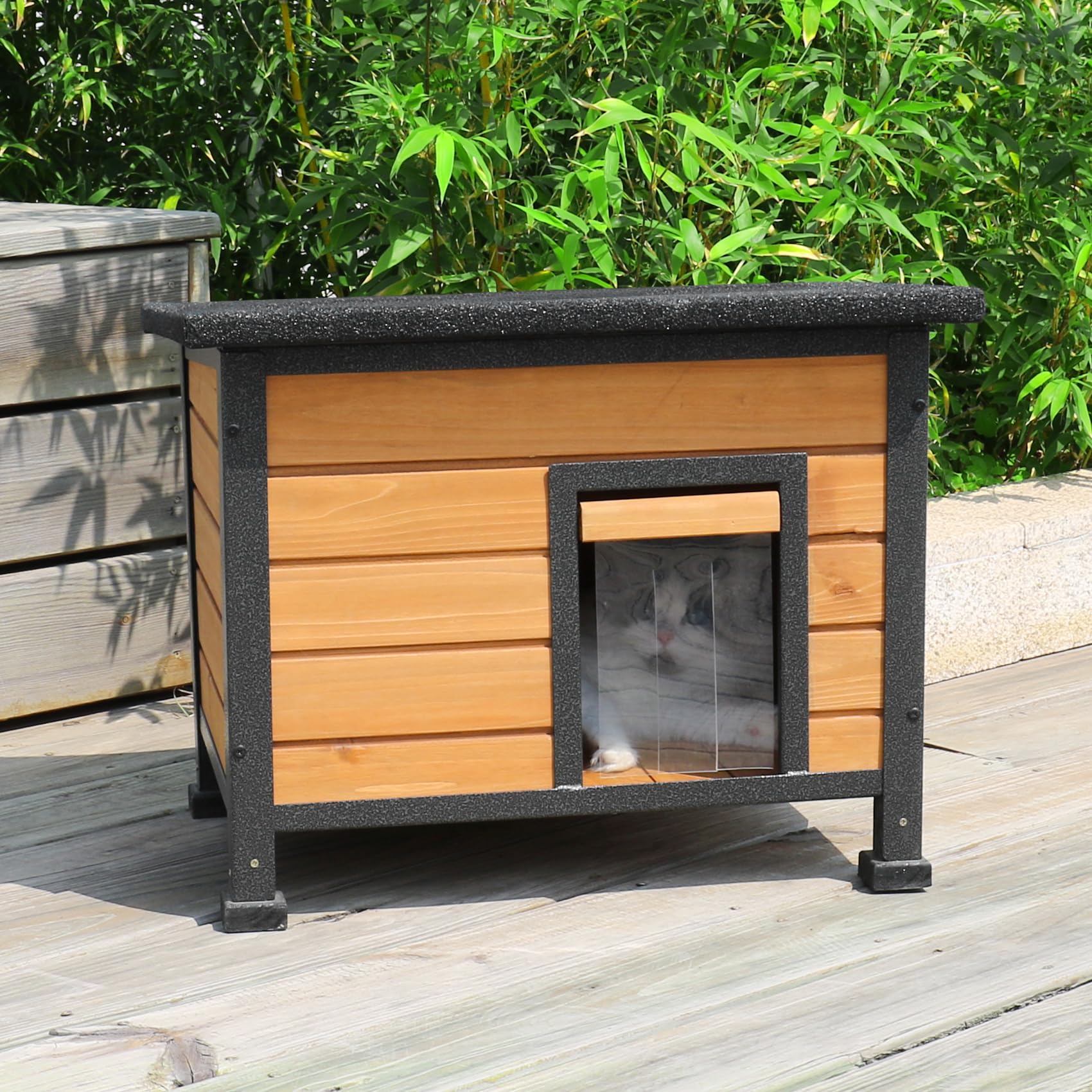 X-ZONE-PET Outdoor Cat House for Cats, Rainproof Outside Kitty House, Wooden Kitten Condo, Waterproof Roof, Indoor and Outdoor use for Cat,Dog,Rabbit - WoodArtSupply