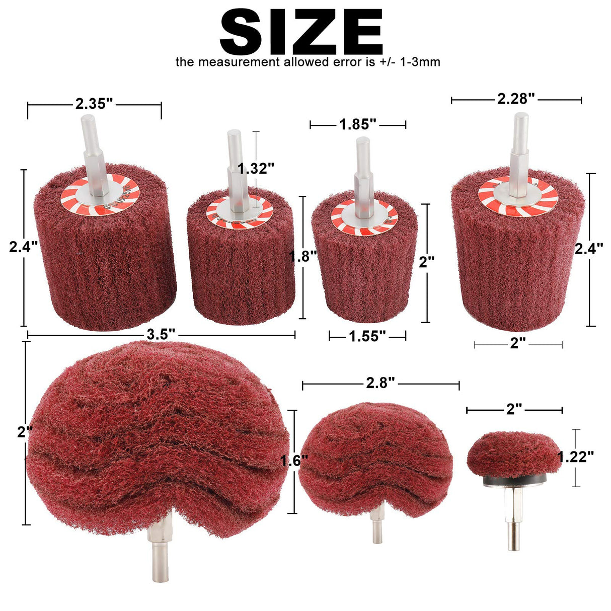 HighFree 7 PCS Non Woven Abrasive Buffing Wheels Drill Attachment Set, Scouring Pads Wheel with 1/4" Shank for Polishing Mirror Stainless Steel HighFree