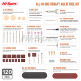 Hi-Spec Power Rotary Tool Kit Set 130W with 121 Piece Dremel Compatible Bit Accessories. Drill, Cut, Trim, Grind & Sand in DIY Repairs, Hobbies & Hi-Spec