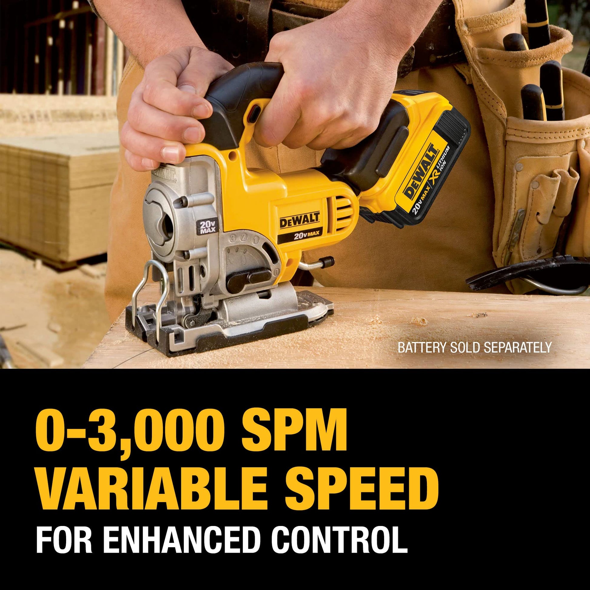 DEWALT 20V MAX XR Jig Saw, 3,000 Blade Speed, Cordless, LED Light, Bare Tool Only (DCS331B) - WoodArtSupply