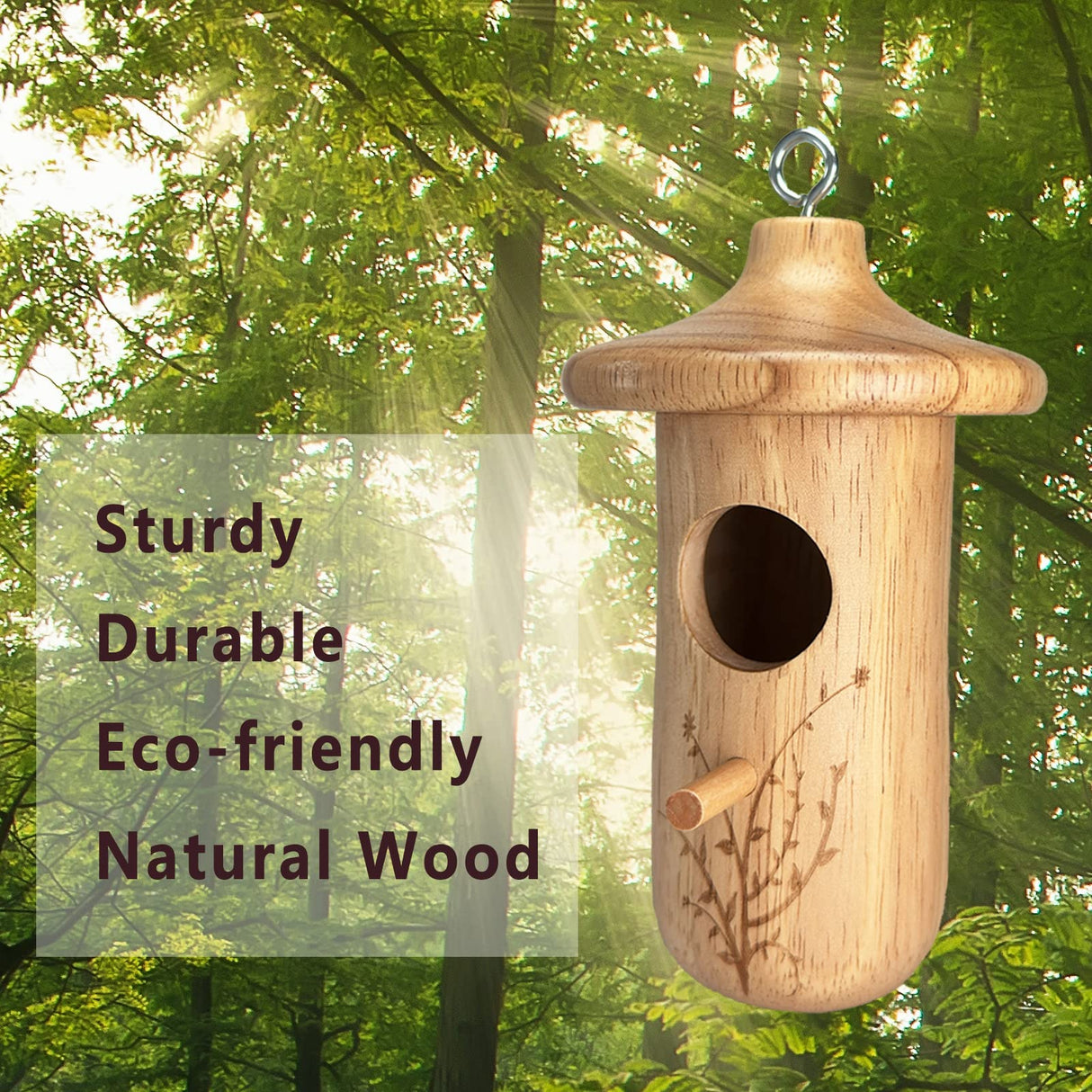 Hummingbird House, 3Pcs Humming Bird House for Outside Hanging, Natural Wooden Hummingbird Nest, Gardening Gifts Home Decoration yewacne