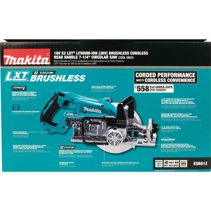 Makita XSR01Z 36V (18V X2) LXT® Brushless Rear Handle 7-1/4" Circular Saw, Tool Only - WoodArtSupply