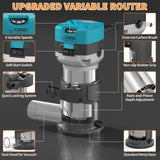 TWOWIN Router Tool, 6.5 Amp 1.25 HP Hand held Wood Router Tool, Compact Palm Trim Router for Woodworking, 6 Variable Speeds Fixed Base Laminate TwoWin