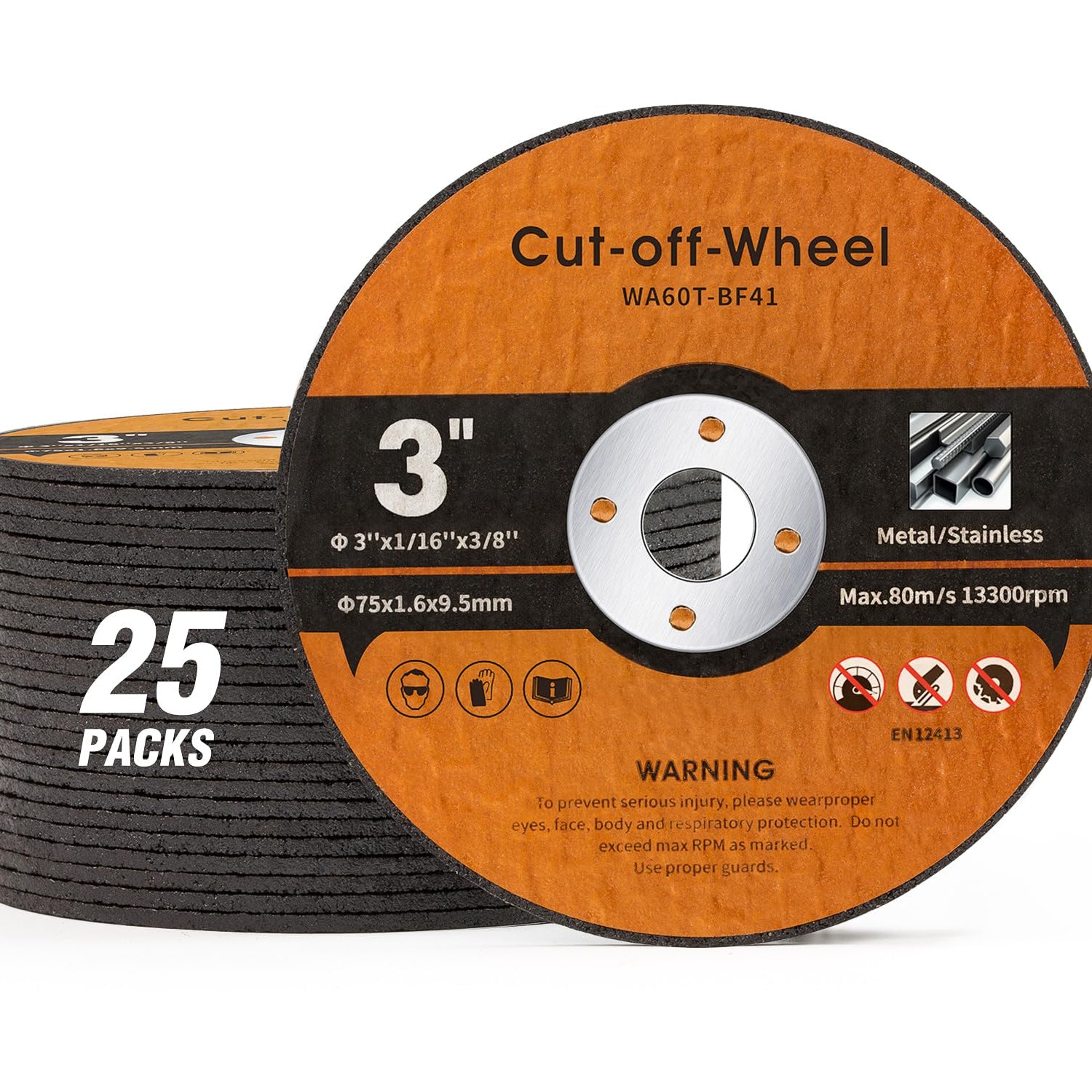 Shawya 25 PCS 3 Inch Cut Off Wheels Metal and Stainless Steel Cutting Wheel for Angle Grinder 3"x1/16"x3/8"Cutting disc Die Grinder Cut Off Wheel Shawya