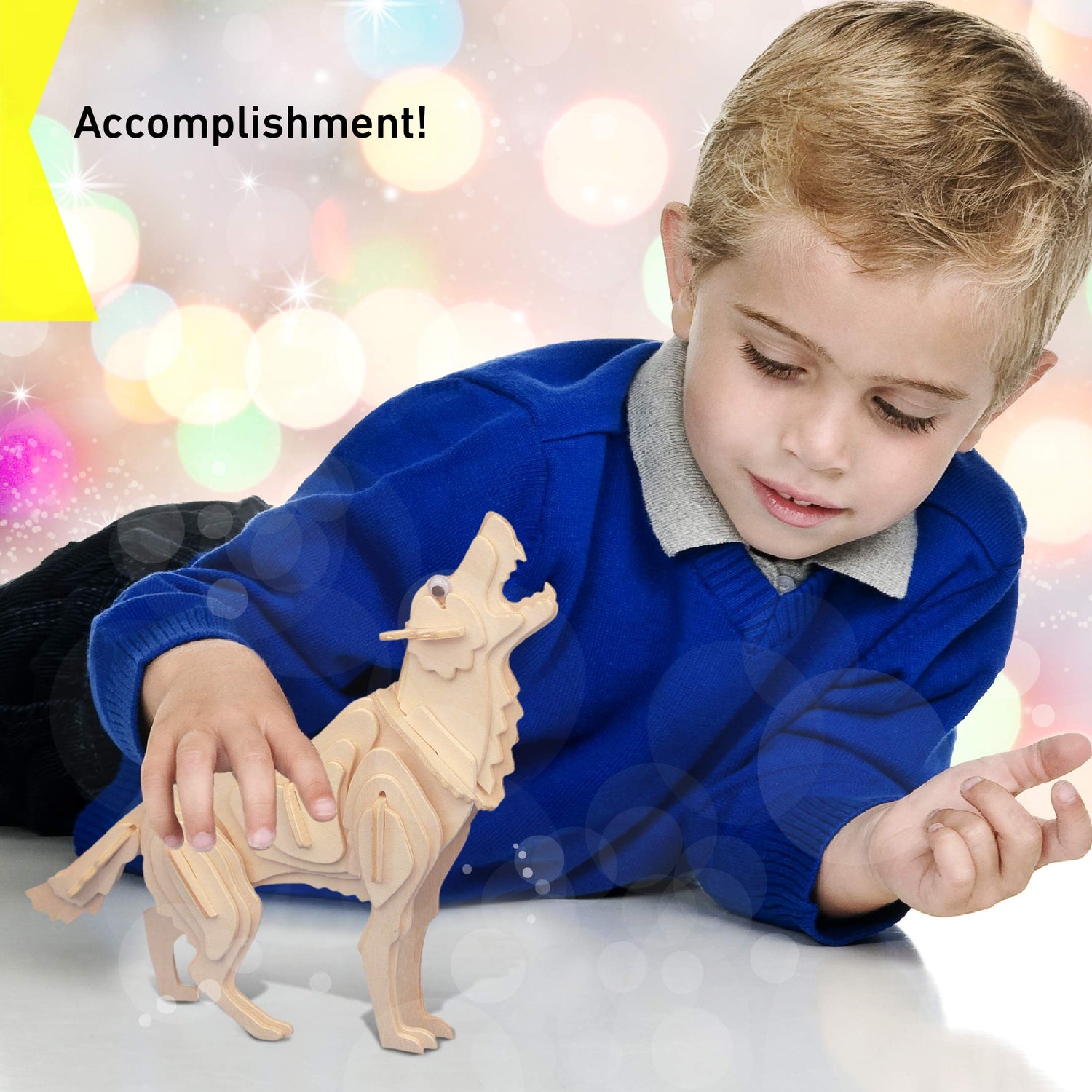 Puzzled 3D Puzzle Wolf Wood Craft Construction Model Kit, Fun, Unique & Educational DIY Wooden Toy Assemble Model Unfinished Crafting Hobby Puzzle to Puzzled