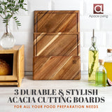 Chorus Wood Cutting Board Set with Juice Groove (3 Pieces) - Acacia Wood Kitchen Cutting Boards, Chopping Board for Meat (Butcher Block), Vegetables, Apace Living