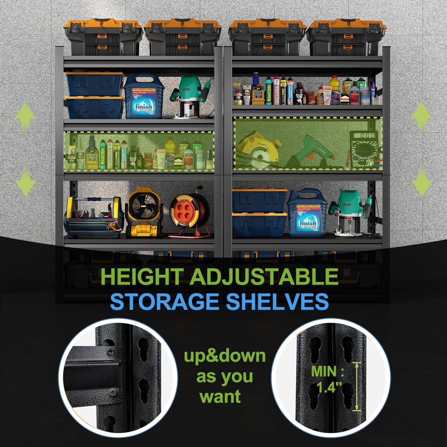 48" W Garage Shelving,Sturdy Garage Shelves Steel Heavy Duty Shelf,Large Metal Shelves,Adjustable Garage Storage Shelves Rack Unit for Warehouse Bezuny