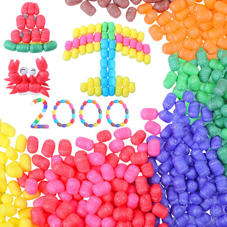 Junkin 2000 Pcs Magic Foam Corn Craft Kit Preschool Arts and Crafts for Kids Puff Foam Craft STEM Building Kit with a Set of Tools for Kindergarten Junkin