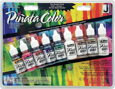 Jacquard Alcohol Ink Set - Pinata Color Overtones Exciter Pack - Highly Saturated - Acid-Free - 9 Assorted Colors Half Ounce
