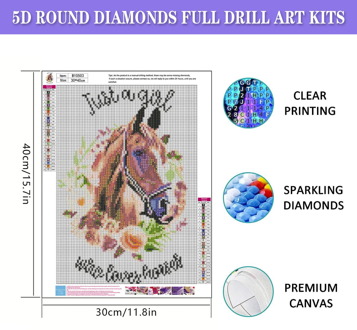 mrpwnle Horse Diamond Art Painting Kits for Adult - Full Drill Diamond Dot Horse Diamond Painting for Beginners, Round 5D Gem Art Painting Kits DIY mrpwnle