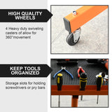 Aain LT18 Heavy Duty Adjustable Work Table with Drawer for Mechanic,220lbs Capacity Rolling Tool Tray Table with Wheels Orange Aain