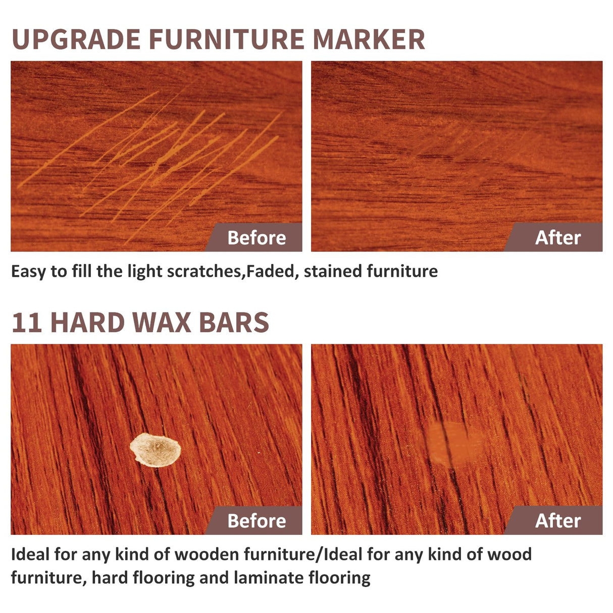 XFCA Floor Repair Kit,Laminate Hardwood Vinyl Floor Repair Kit with Heat Pen DIY Manual Floor Furniture Touch Up Marker Wood Floor Wax Cover Lvp XFCA