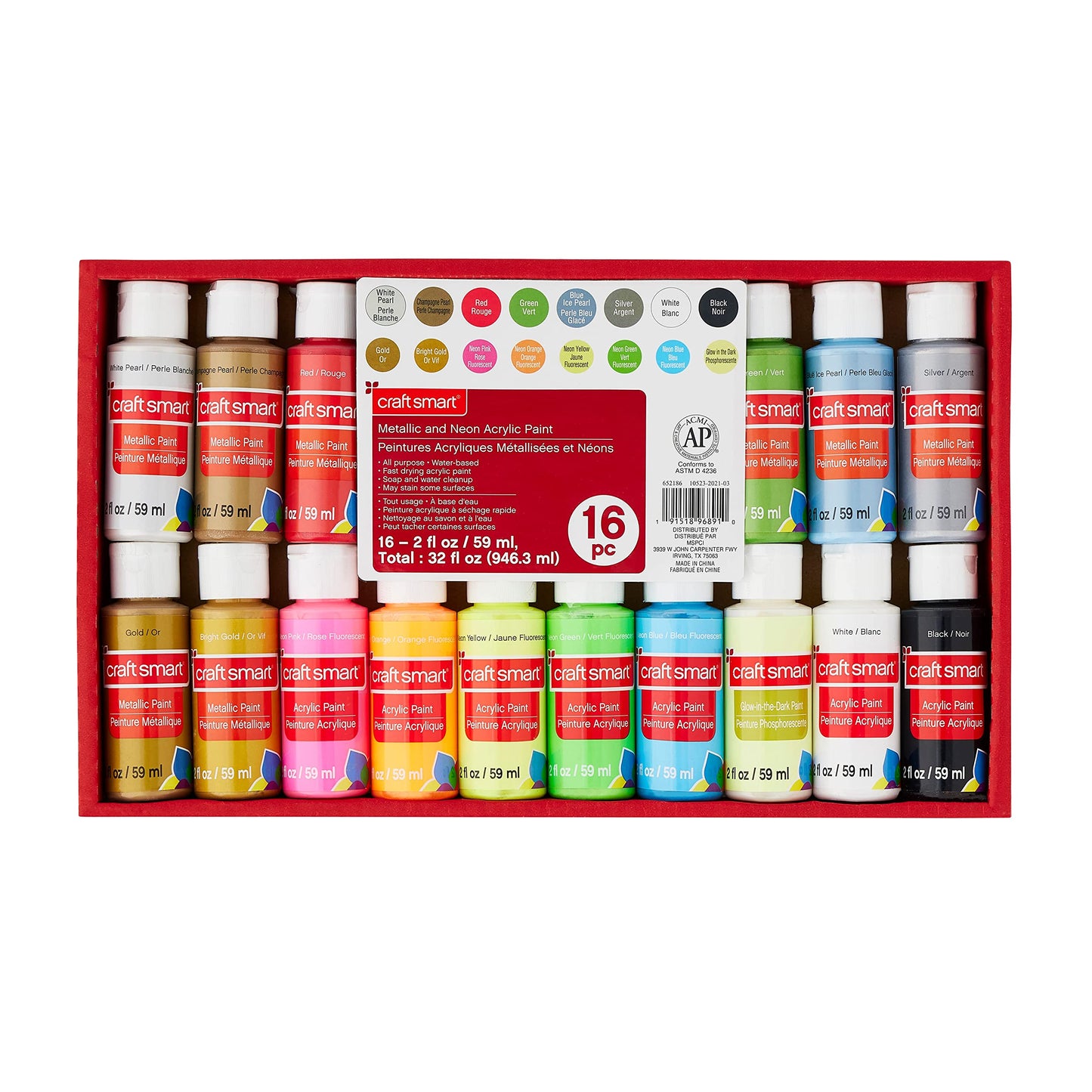 Craft Smart Metallic & Neon Acrylic Paint Set