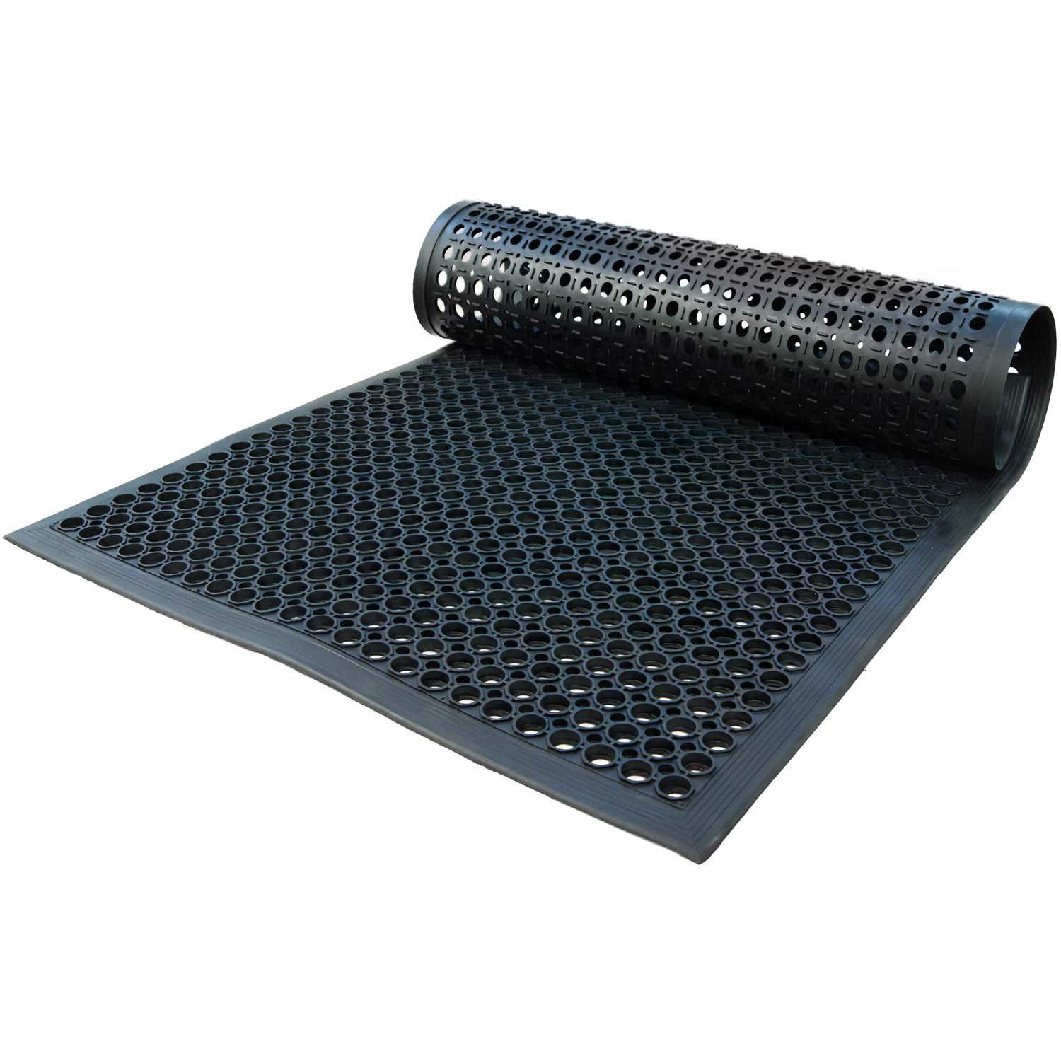 UNIMAT-Anti-Fatigue Outdoor Rubber Drainage with Non-Slip Backing Heavy Duty Mat for Restaurant Industrial Use-3'x 5' Black Mat-Ideal Bar Accessory UNIMAT Innovation in surfaces