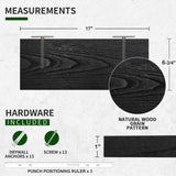 Marsmiles Black Floating Shelves, 17 Inch Wall Shelf Set of 3, Rustic Wood Shelves for Wall Storage, Wall Mounted Wooden Display Shelf for Bathroom Marsmiles