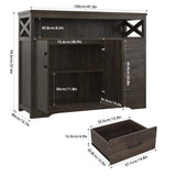 HOSTACK Modern Farmhouse Sideboard Buffet Cabinet, Kitchen Buffet Storage Cabinet with Drawers and Shelves, Wood Coffee Bar Cabinet with Storage for HOSTACK