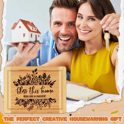 Engraved Cutting Board,New Home Owner Gifts, Housewarming Gifts - Bless This Home, With Love & Laughter - WoodArtSupply