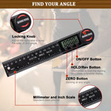 Digital Angle Finder Protractor, Angle Finder Ruler with 7inch/200mm, Angle Measuring Tool for Woodworking/Carpenter/Construction/DIY Measurement(2 TBVHOMM