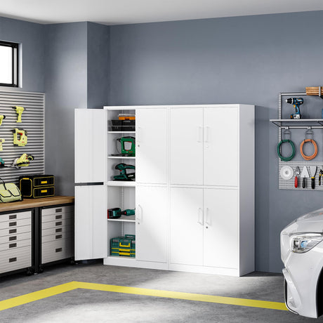 Letaya Metal Storage Cabinet with Lock Door, Adjustable Shelf Steel Cabinets for Office, Home,Pantry,Kitchen,Garage Utility Cabinet (4 Door-White) Letaya