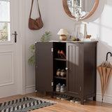 SUPER DEAL Modern Bathroom Floor Storage Cabinet with Adjustable Shelf and Double Door Rust Proof, Living Room Modern Home Furniture Storage SUPER DEAL