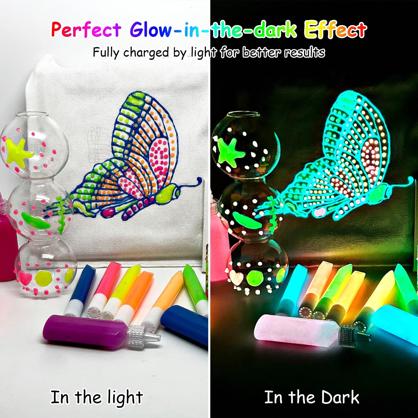 Glow in the Dark Paint for Canvas: Blacklight Paint for Outdoor and Indoor Use: Glow in the Dark Acrylic Paint for Party, Halloween Decorate