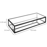 MyGift Glass Jewelry Box, Vintage Style Black Metal & Clear Glass Mirrored Shadow Box Jewelry Display Case with Hinged Top Lid MyGift