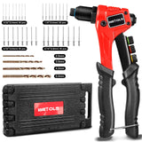 WETOLS Rivet Gun Kit with 120 Pcs Rivets, Manual Rivet Gun with 4 Interchangeable Rivet Heads and 4 Twist Drills, Pop Rivet Gun Kit with Blow Molded WETOLS