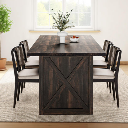 DWVO 70.8" Large Farmhouse Kitchen Dining Room Table for 6 to 8 People, Rustic Oak Industrial Wood Style Rectangle Apartment Dinning Room Dinette
