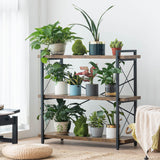 HCHQHS Rustic 3-Tier Industrial Bookcase with Metal and Wood Design HCHQHS
