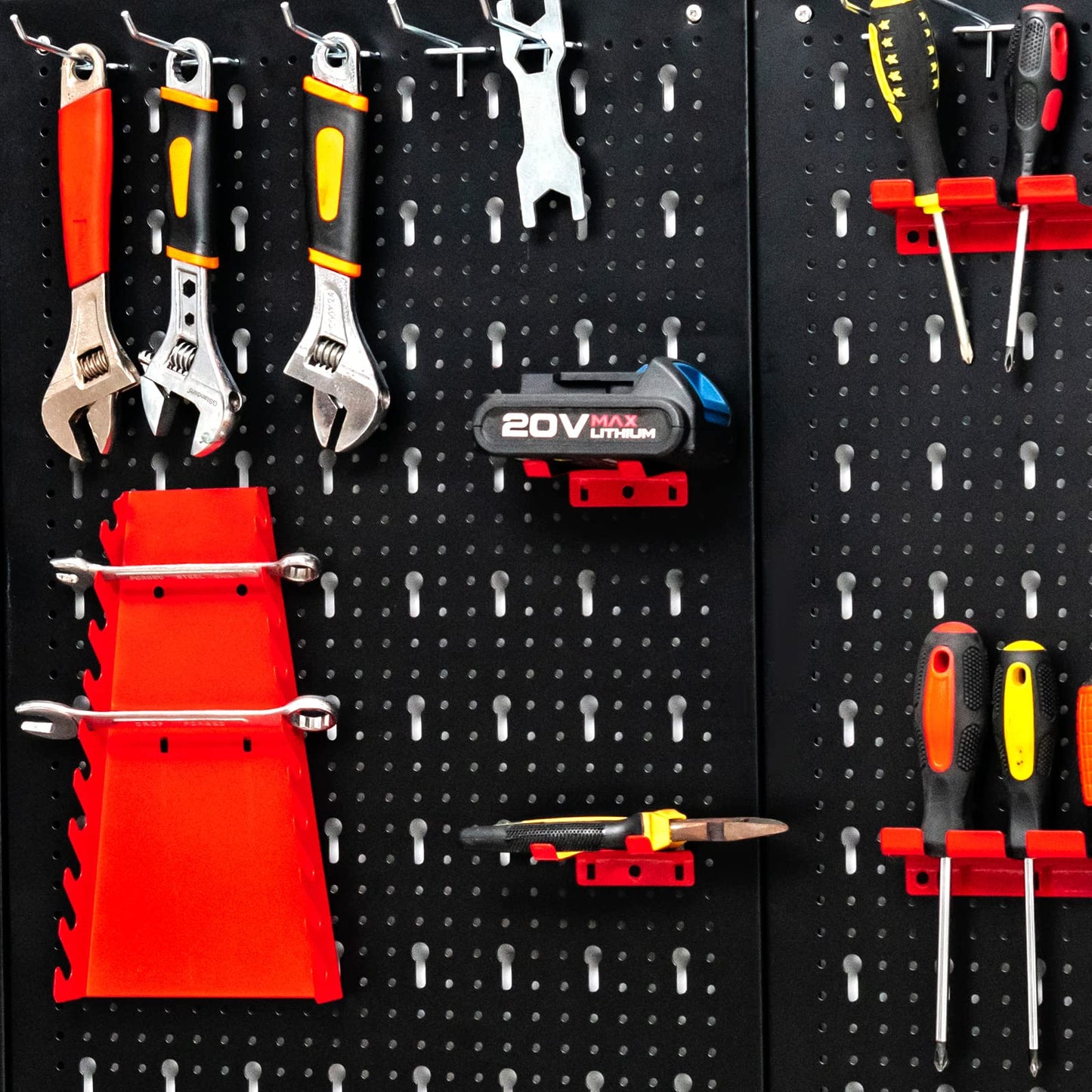 Goplus Pegboard Wall Organizer, 4ft Metal Garage Pegboard Tool Organizer w/3 Pegboards, Drill Bit Rack, Wrench Rack, Hooks Accessories, Wall-Mounted - WoodArtSupply