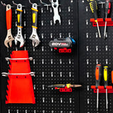 Goplus Pegboard Wall Organizer, 4ft Metal Garage Pegboard Tool Organizer w/3 Pegboards, Drill Bit Rack, Wrench Rack, Hooks Accessories, Wall-Mounted Goplus